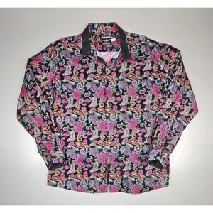 Barabas Button Up Shirt Mens Lrg. Floral Paisley Corduroy Long Sleeve Multicolor